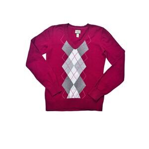 GH Bass Heritage Argyle Sweater XS | Women’s V-Neck Cotton Preppy Classic Knit